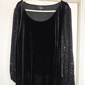 Alex Evenings NWT Black Velvet Top Sequin Sleeves Size 2X